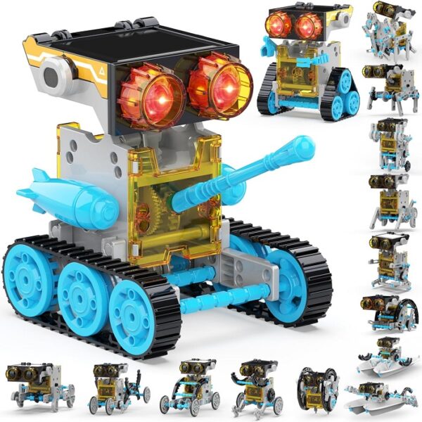 30-in-1 Solar Robot Kit - 243 Pieces, STEM Educational Building Set for Kids Aged 8-12, (Blue)