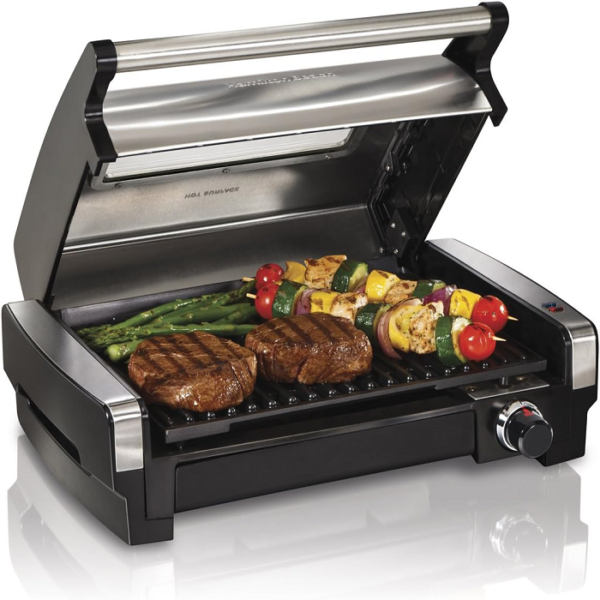 Hamilton Beach Electric Indoor Searing Grill with Viewing Window & Adjustable Temperature Control Stainless Steel